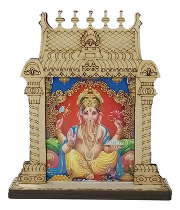 Wooden Home Temple / Mandir / Mantapam For Decor / Car Dashboard / Bulk Gifting / Ganesha