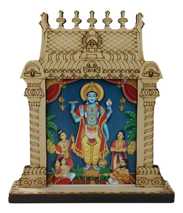 Wooden Home Temple / Mandir / Mantapam For Decor / Car Dashboard / Bulk Gifting /Sathyanarayanan