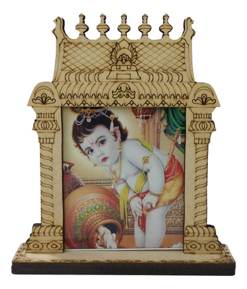 Wooden Home Temple / Mandir / Mantapam For Decor / Car Dashboard / Bulk Gifting /Laddu Krishna