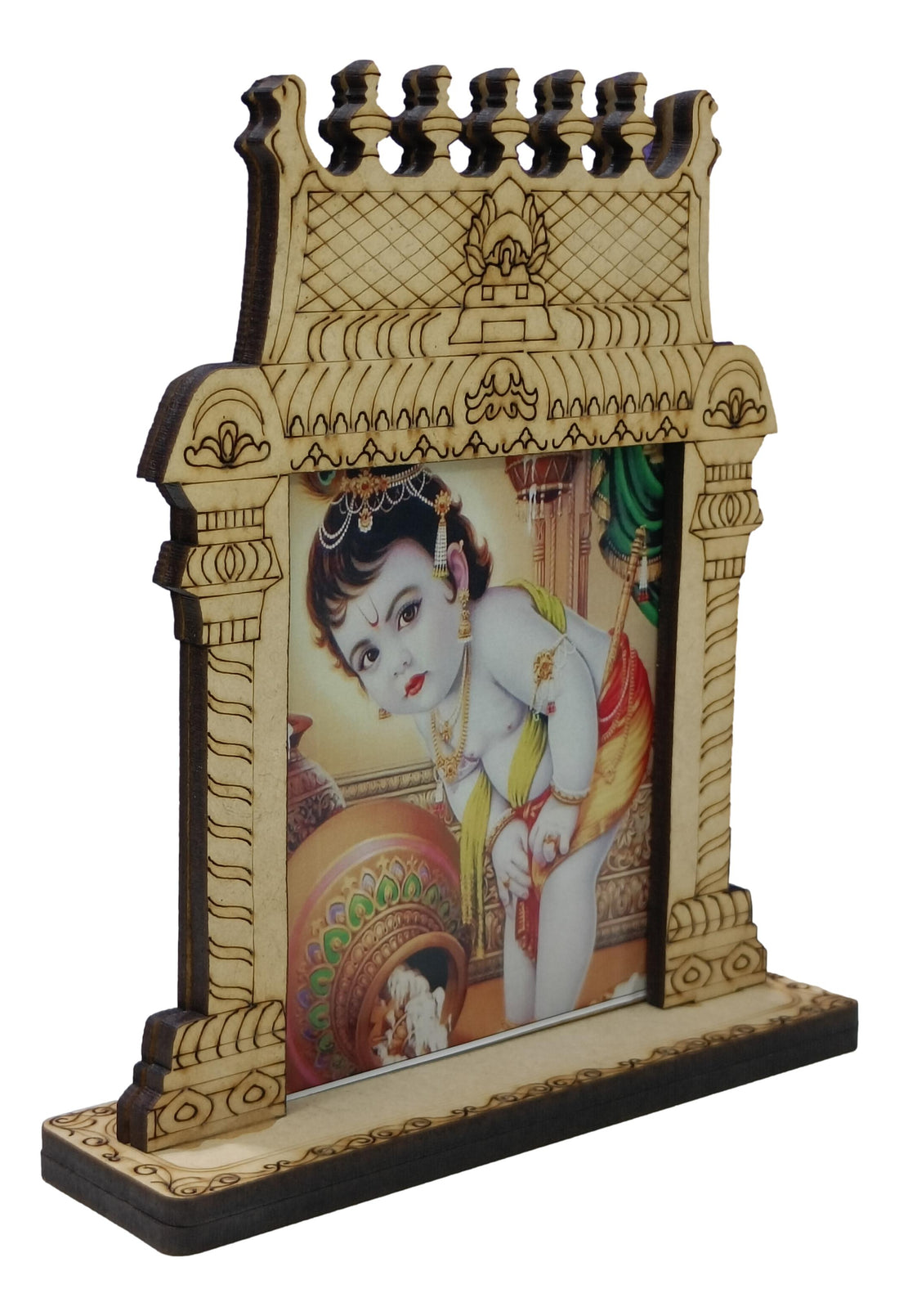 Wooden Home Temple / Mandir / Mantapam For Decor / Car Dashboard / Bulk Gifting /Laddu Krishna