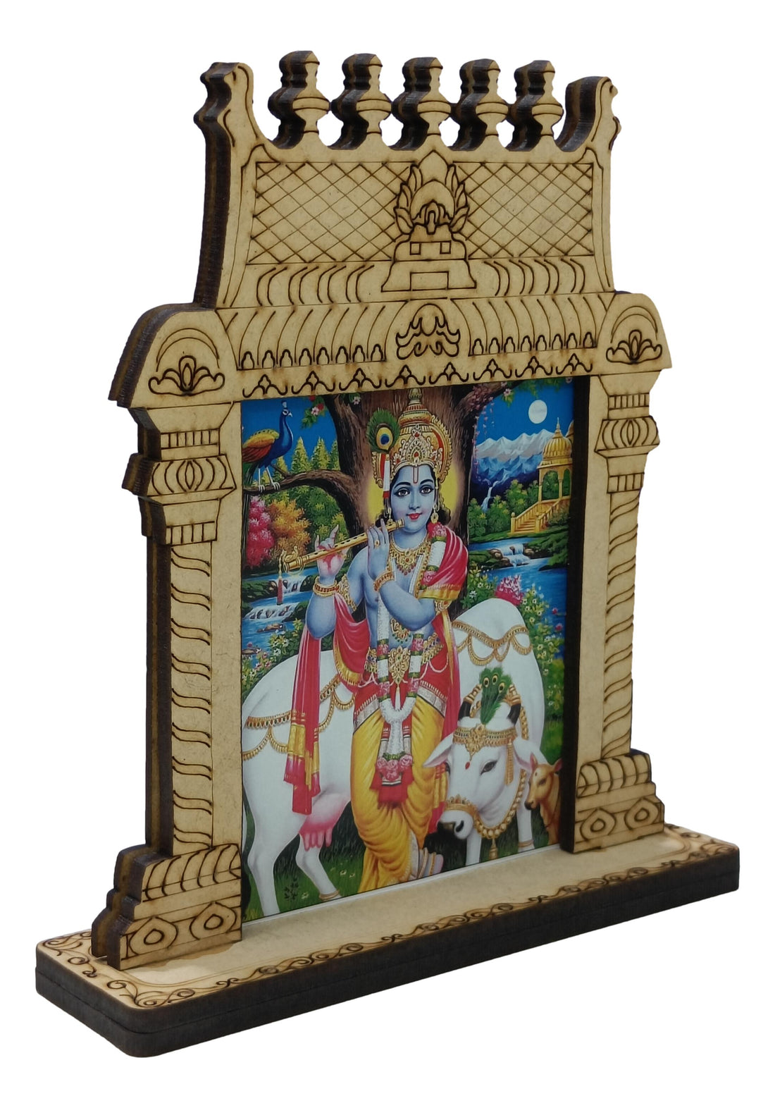 Wooden Home Temple / Mandir / Mantapam For Decor / Car Dashboard / Bulk Gifting /Cow Krishna