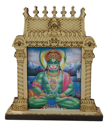 Wooden Home Temple / Mandir / Mantapam For Decor / Car Dashboard / Hanuman