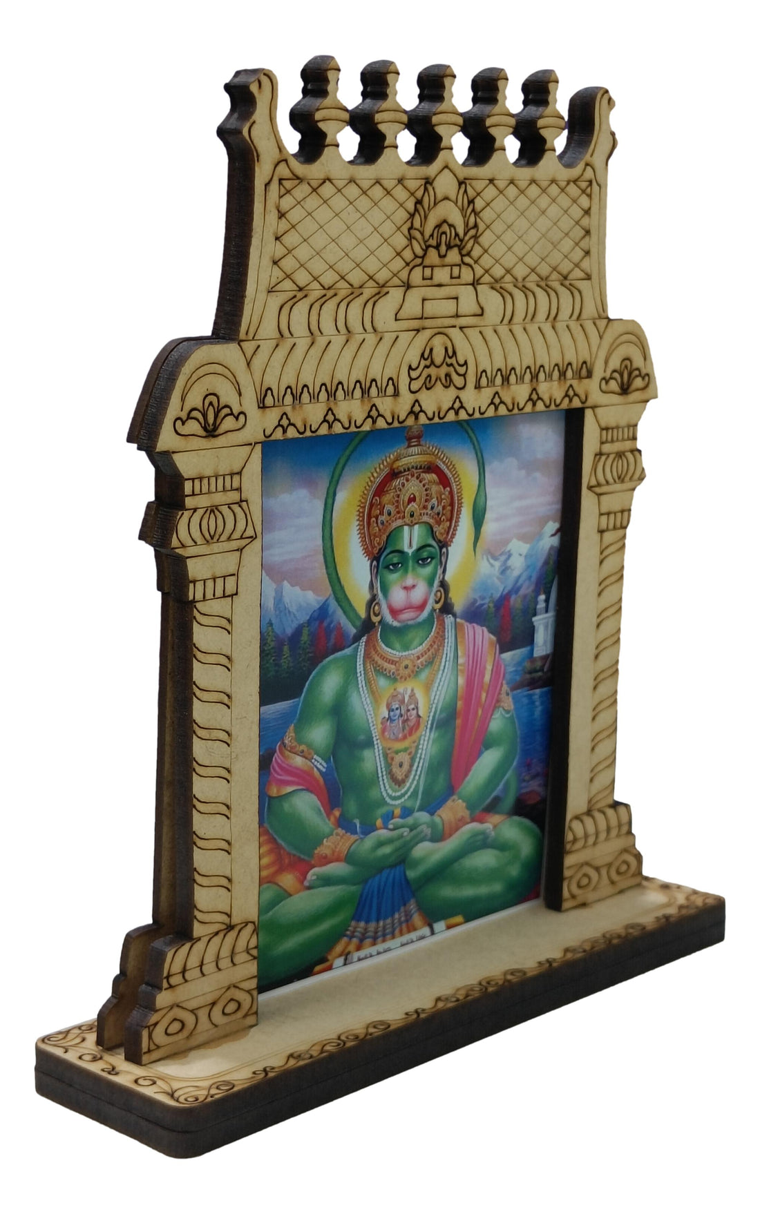 Wooden Home Temple / Mandir / Mantapam For Decor / Car Dashboard / Hanuman