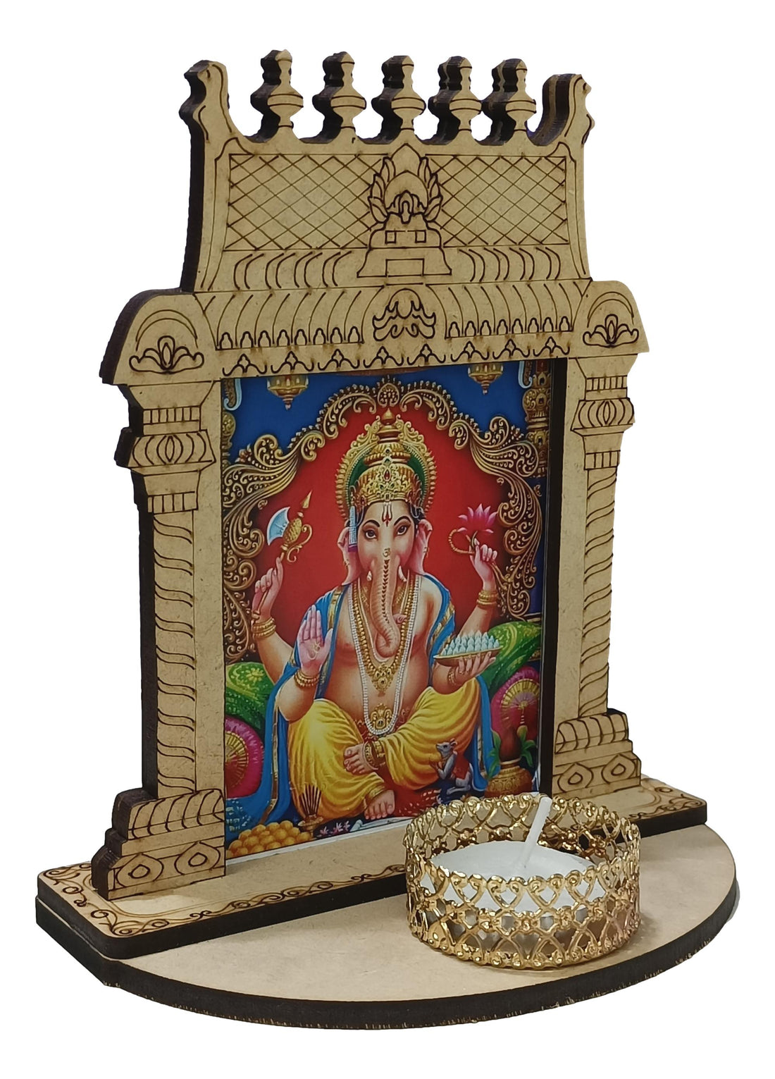 Wooden Home Temple  Lamp HolderCar Dashboard / Ganesha