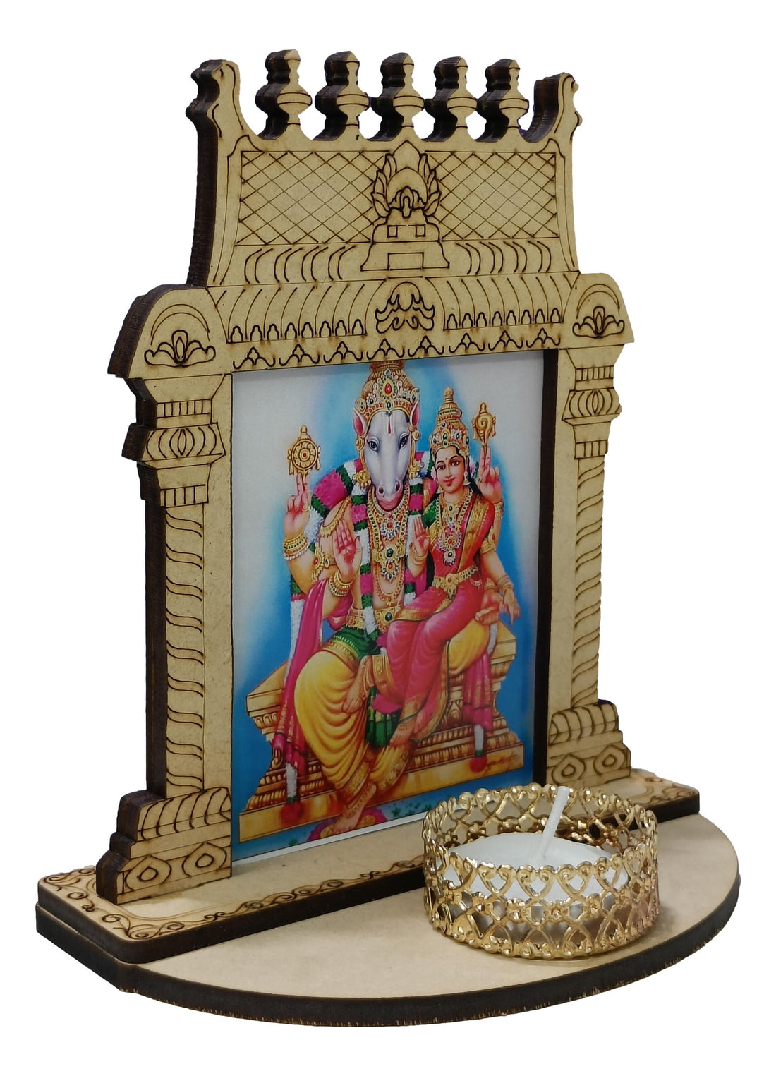 Wooden Home Temple  Lamp HolderCar Dashboard /Lakshmi Hayagreevar