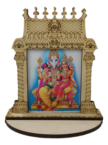 Wooden Home Temple  Lamp HolderCar Dashboard /Lakshmi Hayagreevar