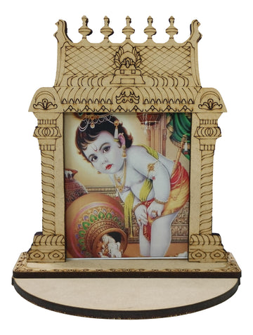 Wooden Home Temple  Lamp HolderCar Dashboard / Laddu Krishna