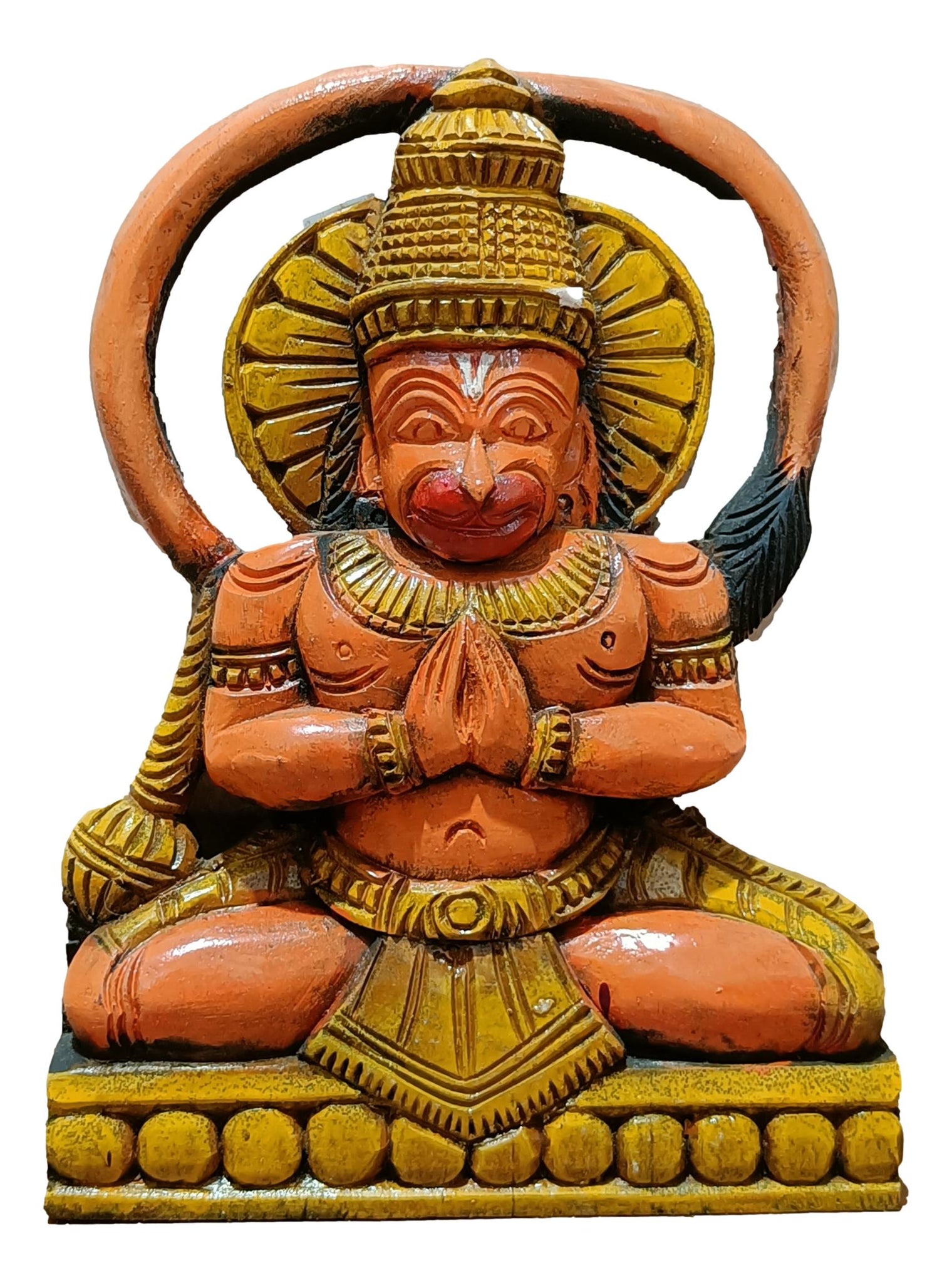 Wooden Hanuman Deity Multicolour
