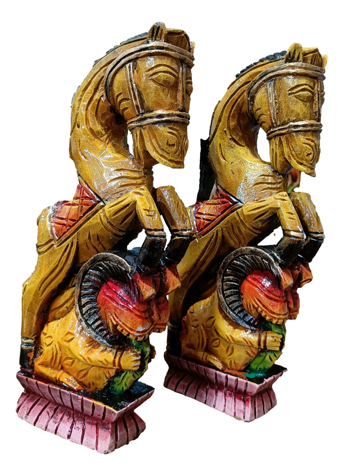 Wooden Multicolour Yali Pair