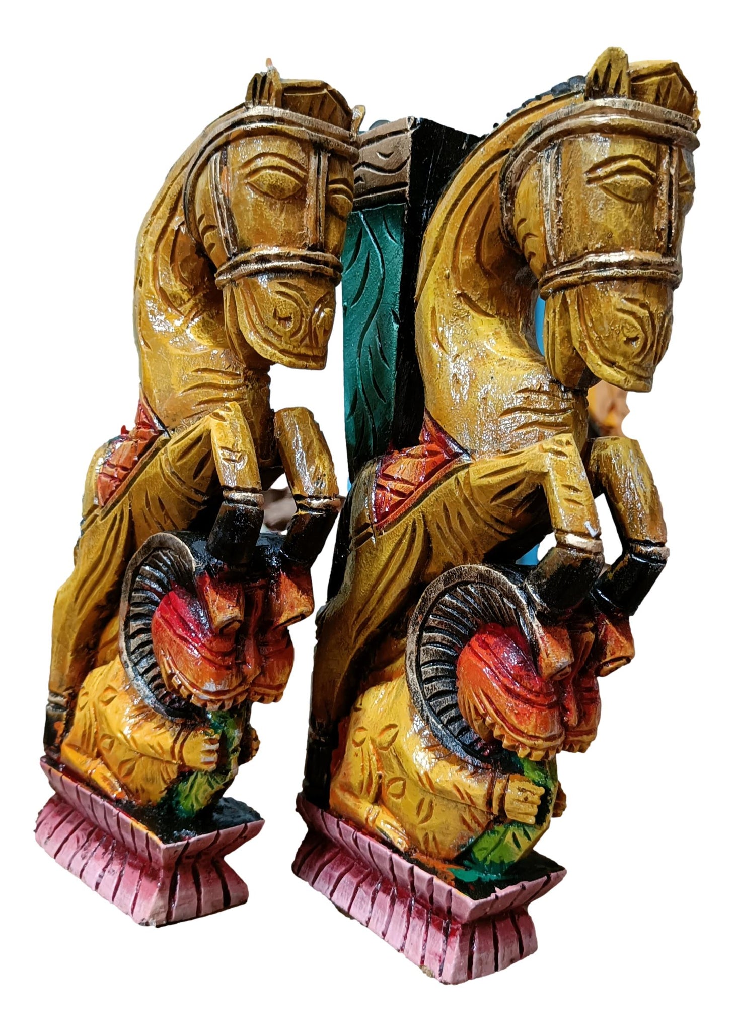 Wooden Multicolour Yali Pair