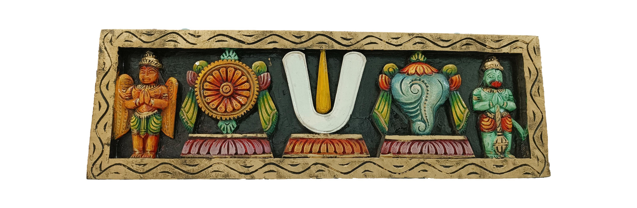 Wooden Vadakalai Thirman Mullti Colour Wall Hanging - 2 Feet