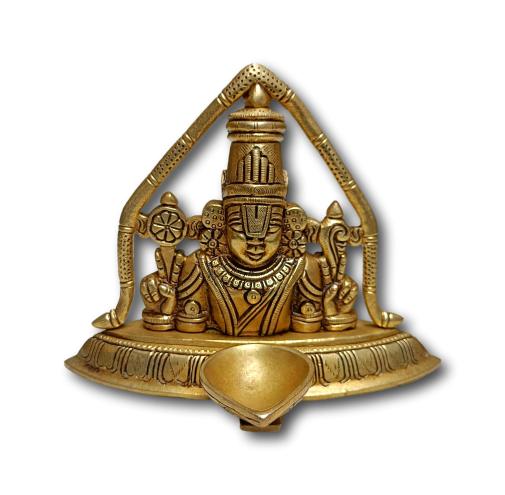 Brass Tirupathi Balaji Statue with Lamp