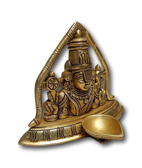Brass Tirupathi Balaji Statue with Lamp