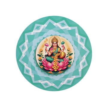 Sri MahaLakshmi Wooden Wall Hanging With Chakra Background / Decor and Gifting