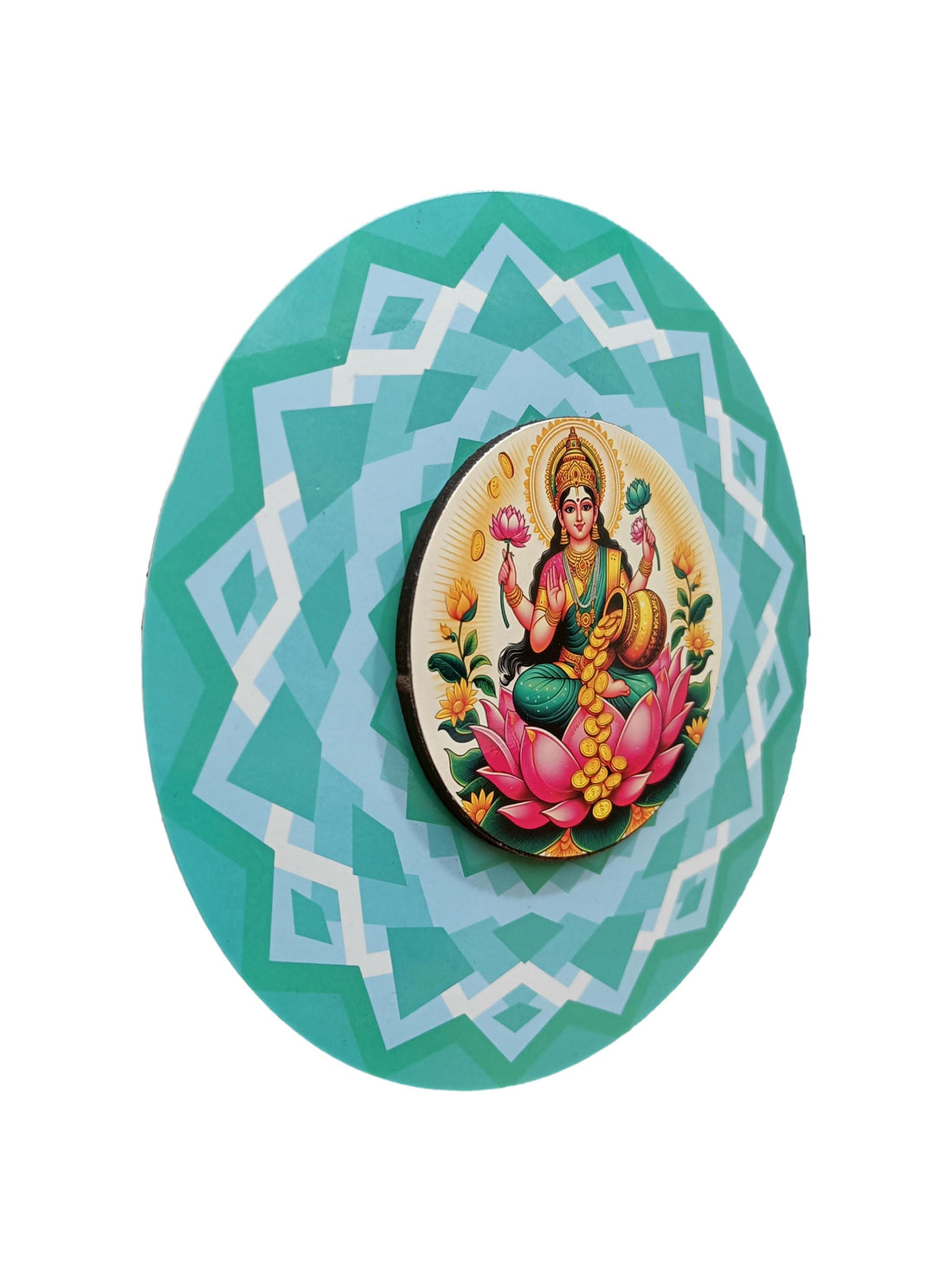Sri MahaLakshmi Wooden Wall Hanging With Chakra Background / Decor and Gifting