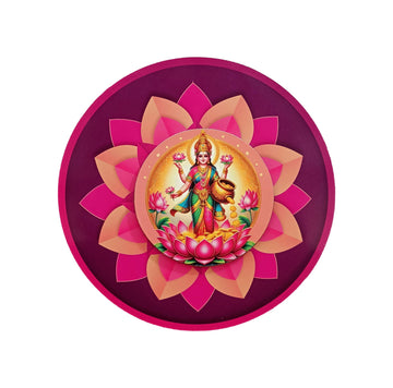 Sri MahaLakshmi Thayar Wooden Wall Hanging Pink Lotus Art Work / Decor and Gifting
