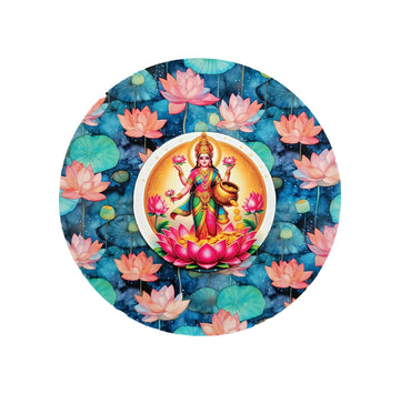 Sri MahaLakshmi  Wooden Wall Hanging Lotus Background Art Work / Decor and Gifting