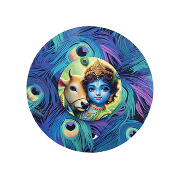 Little Krishna With Cow Wooden Wall Hanging Art Work / Decor and Gifting