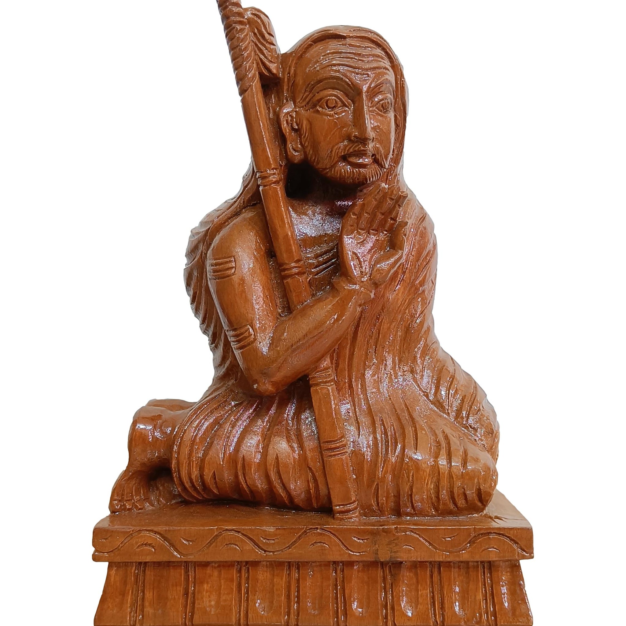 Wooden Kanchi Sri Sankaracharya Maha Periyava Divine Statue