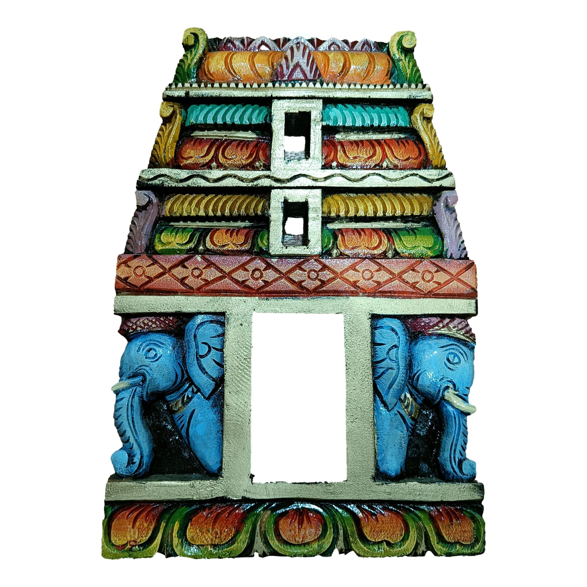 Wooden Wall Hanging Multicolour Temple Gopuram