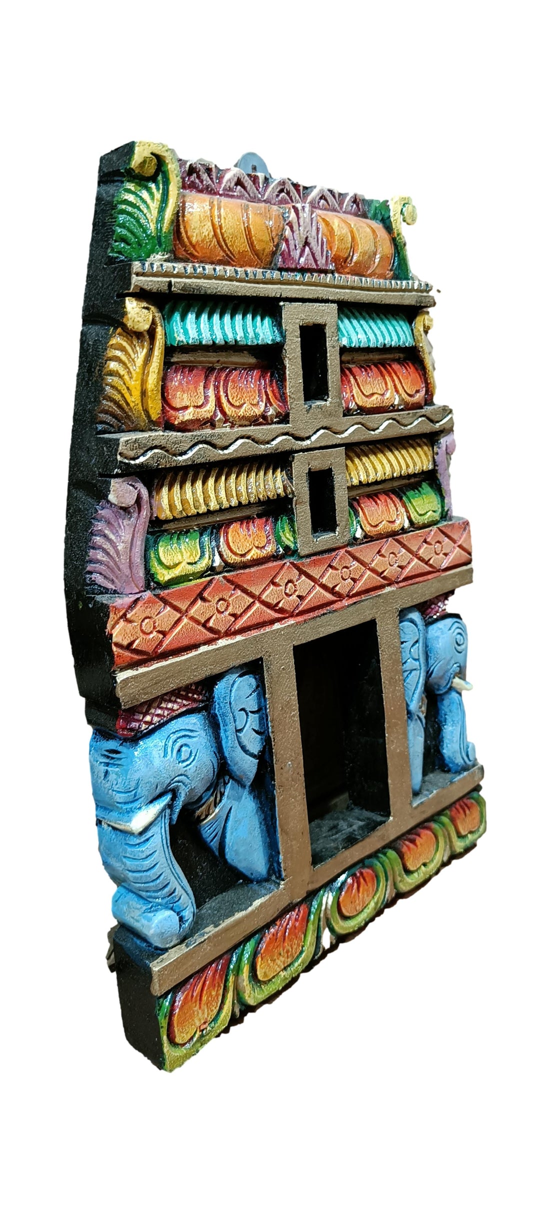 Wooden Wall Hanging Multicolour Temple Gopuram