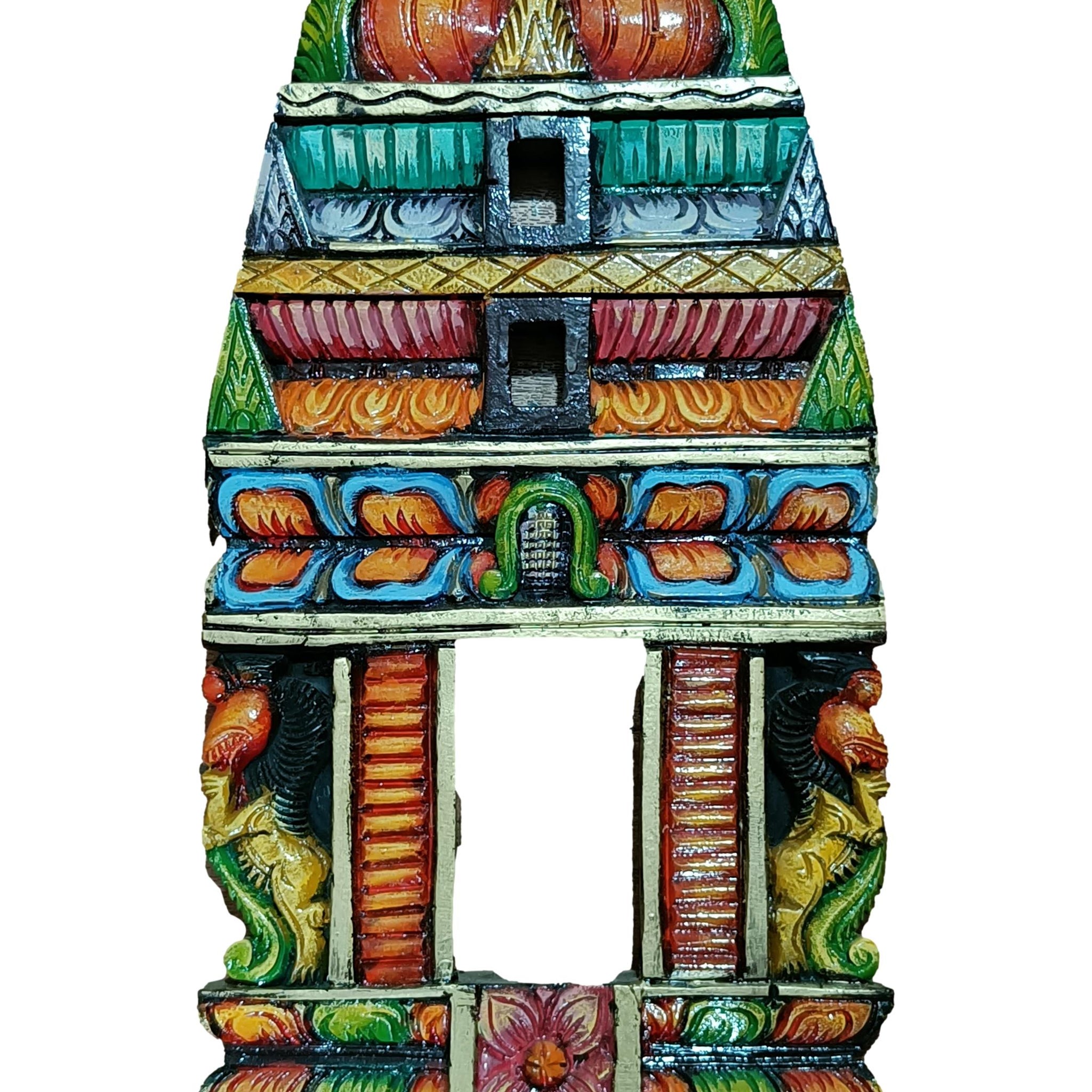 Wooden Temple Gopuram Multicolour Wall Hanging