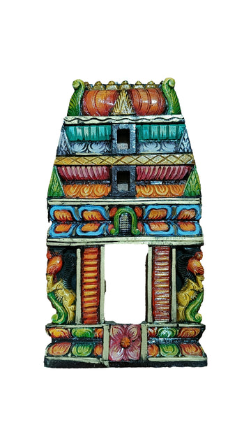 Wooden Temple Gopuram Multicolour Wall Hanging