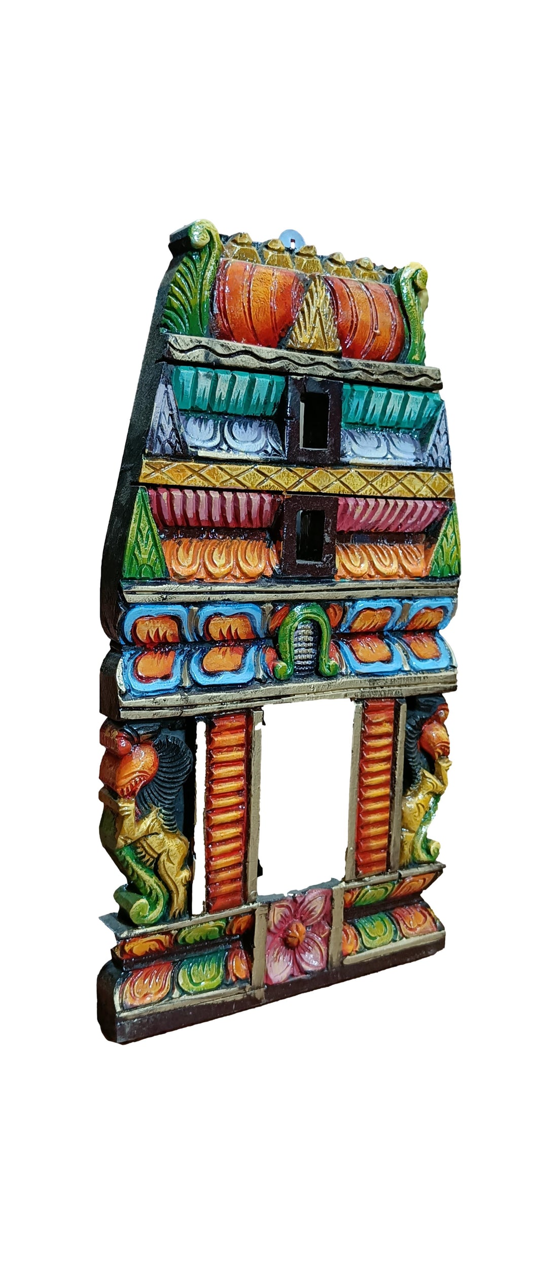 Wooden Temple Gopuram Multicolour Wall Hanging