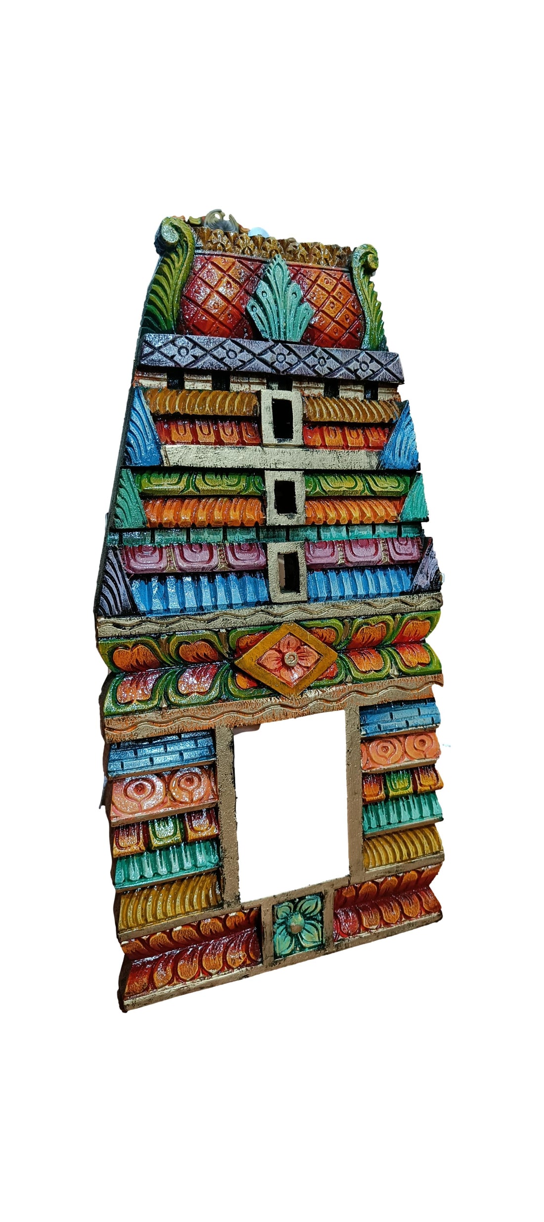 Wooden Temple Gopuram Multicolour Wall Hanging