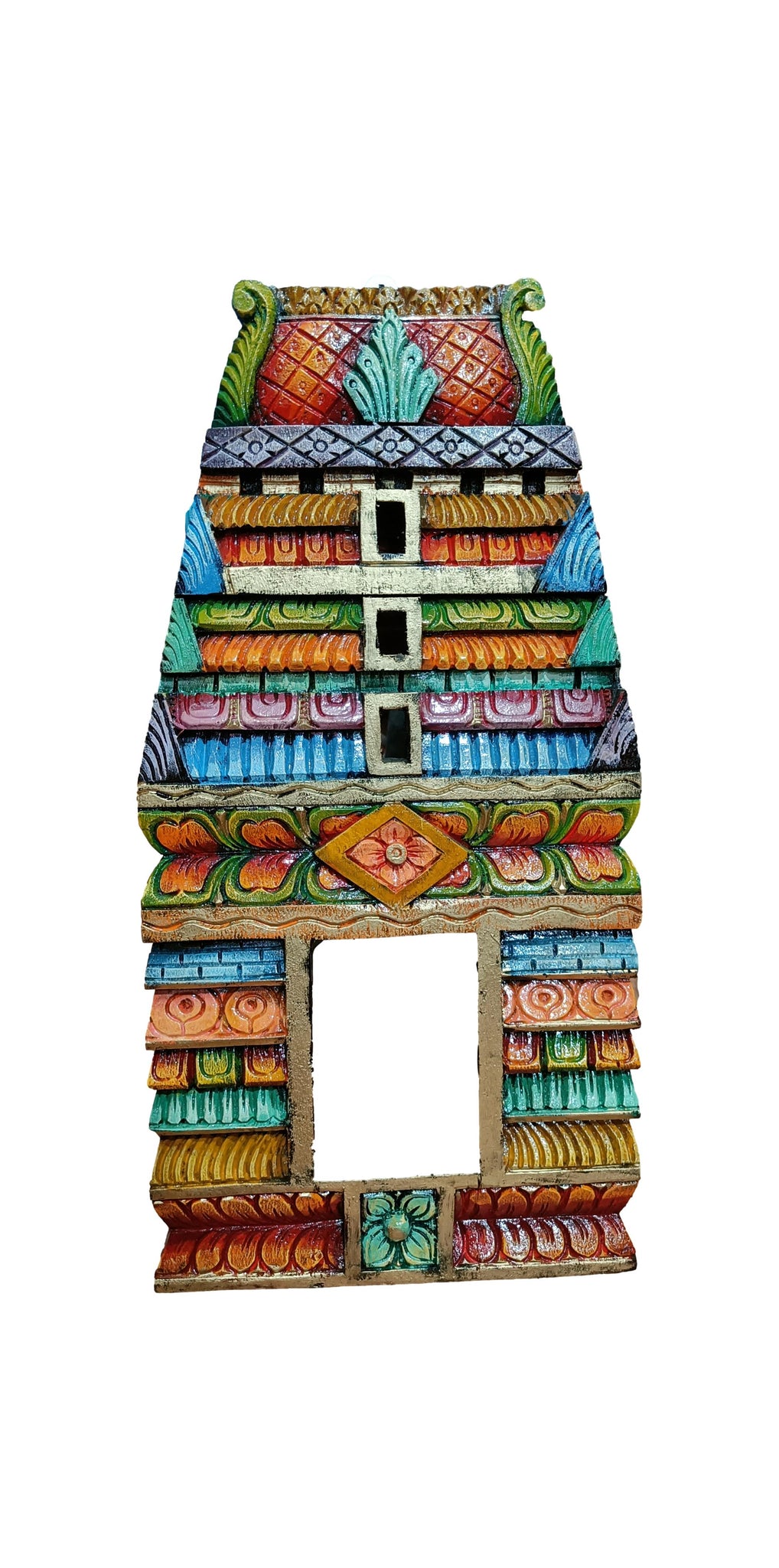 Wooden Temple Gopuram Multicolour Wall Hanging