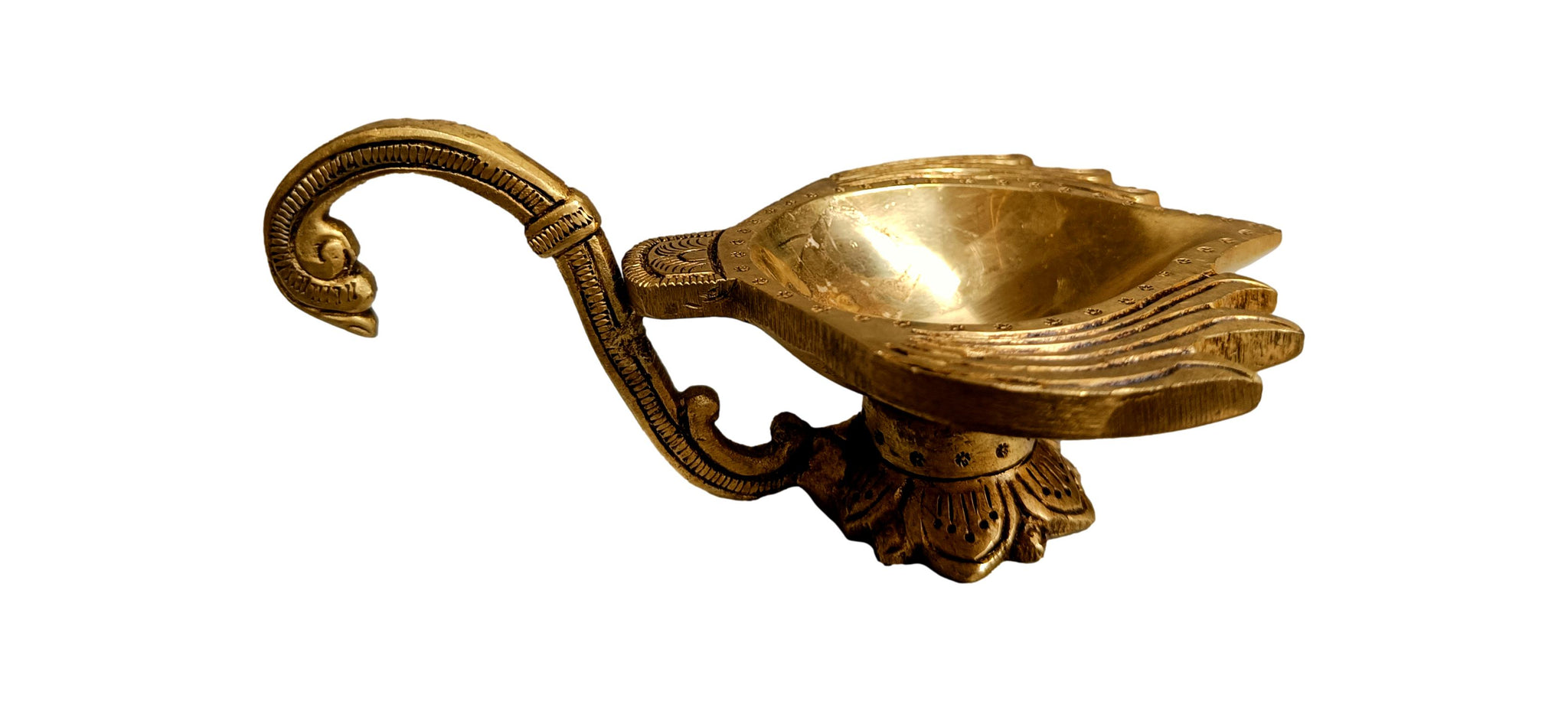 Brass Handle Lotus Diya
