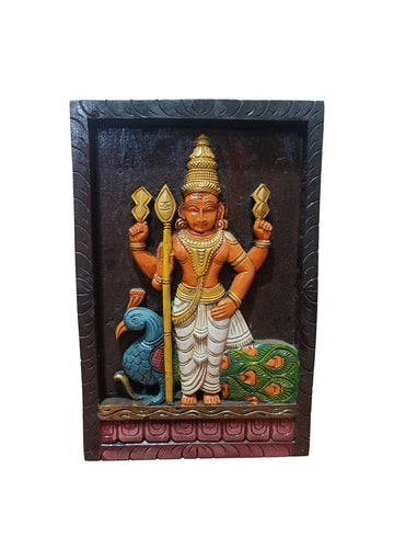 Wooden Murugan Wall Decor/Wall Hanging Multicolour