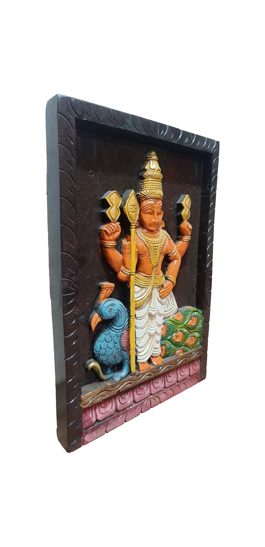 Wooden Murugan Wall Decor/Wall Hanging Multicolour