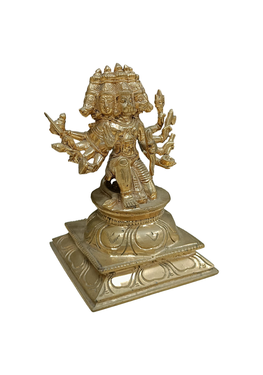 Panchalogam Five Faced Panchamuhkti Hanuman Sitting Statue-7 Inches