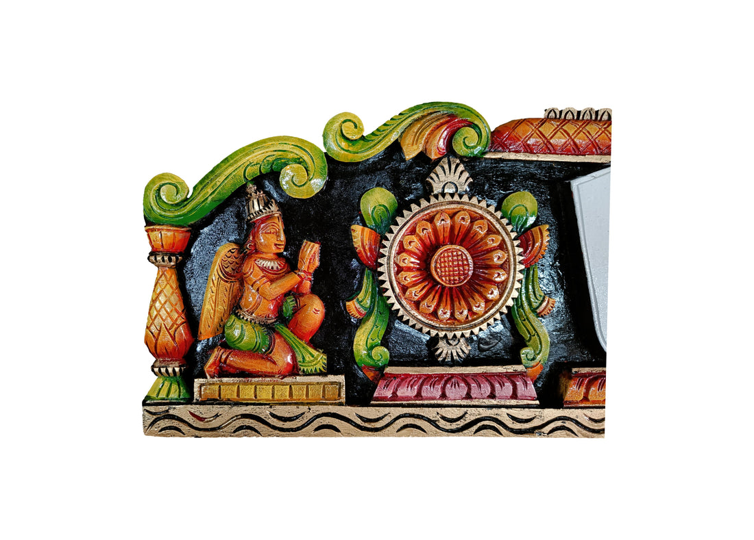 Wooden Handcrafted Vadakalai Thiruman Wall Hanging with Chakra and Shanku – Traditional Temple Style Décor