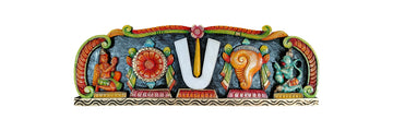 Wooden Handcrafted Vadakalai Thiruman Wall Hanging with Chakra and Shanku – Traditional Temple Style Décor - 3 Feet