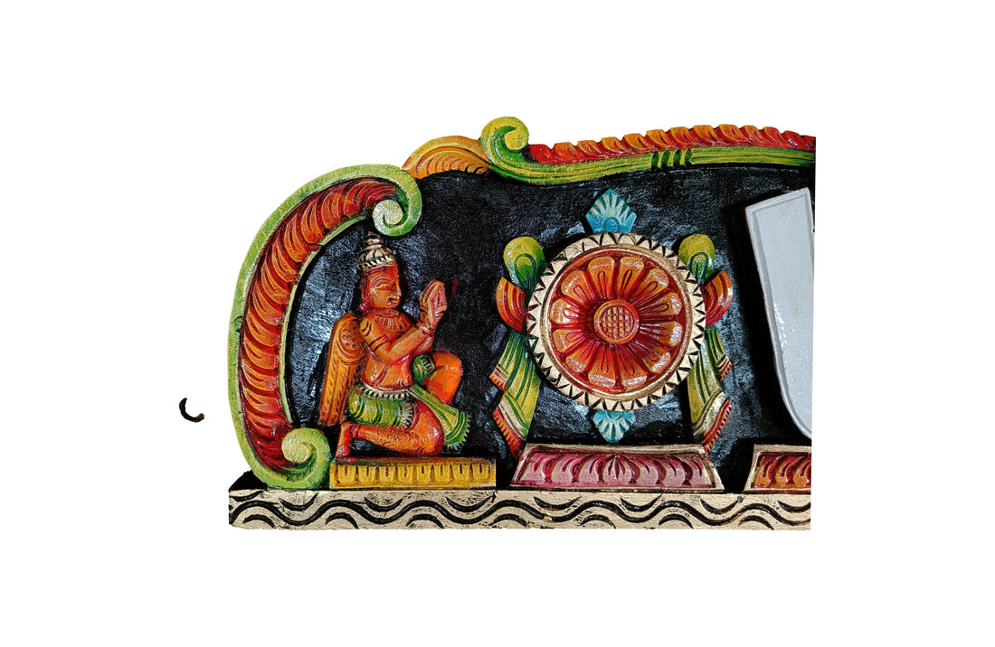 Wooden Handcrafted Vadakalai Thiruman Wall Hanging with Chakra and Shanku – Traditional Temple Style Décor - 3 Feet