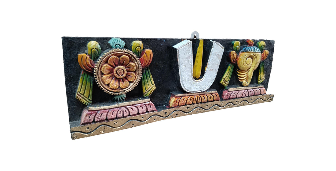 Wooden Wall Hanging Tiruman Sangu Chakara Multicolour