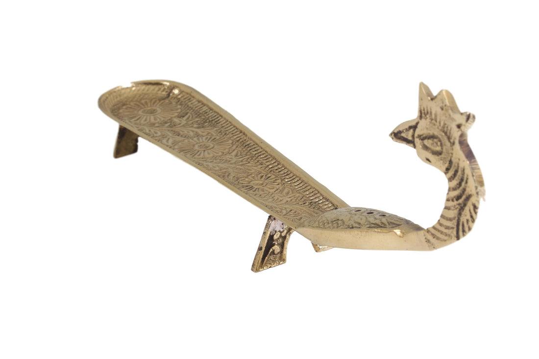 Brass Peacock Agarbatti Stand/Brass Incense Stick Holder