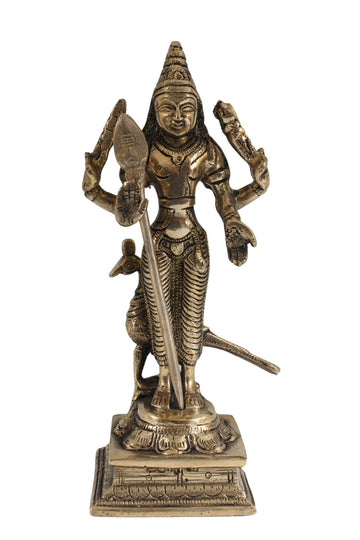 Brass Sri Murugan With Peacock