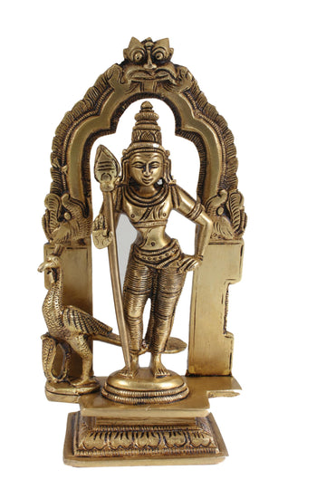 Brass Antique Mayil Murugan in Tiruvachi