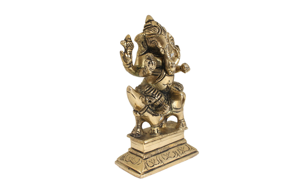 Ganesh on Mooshika Brass Antique