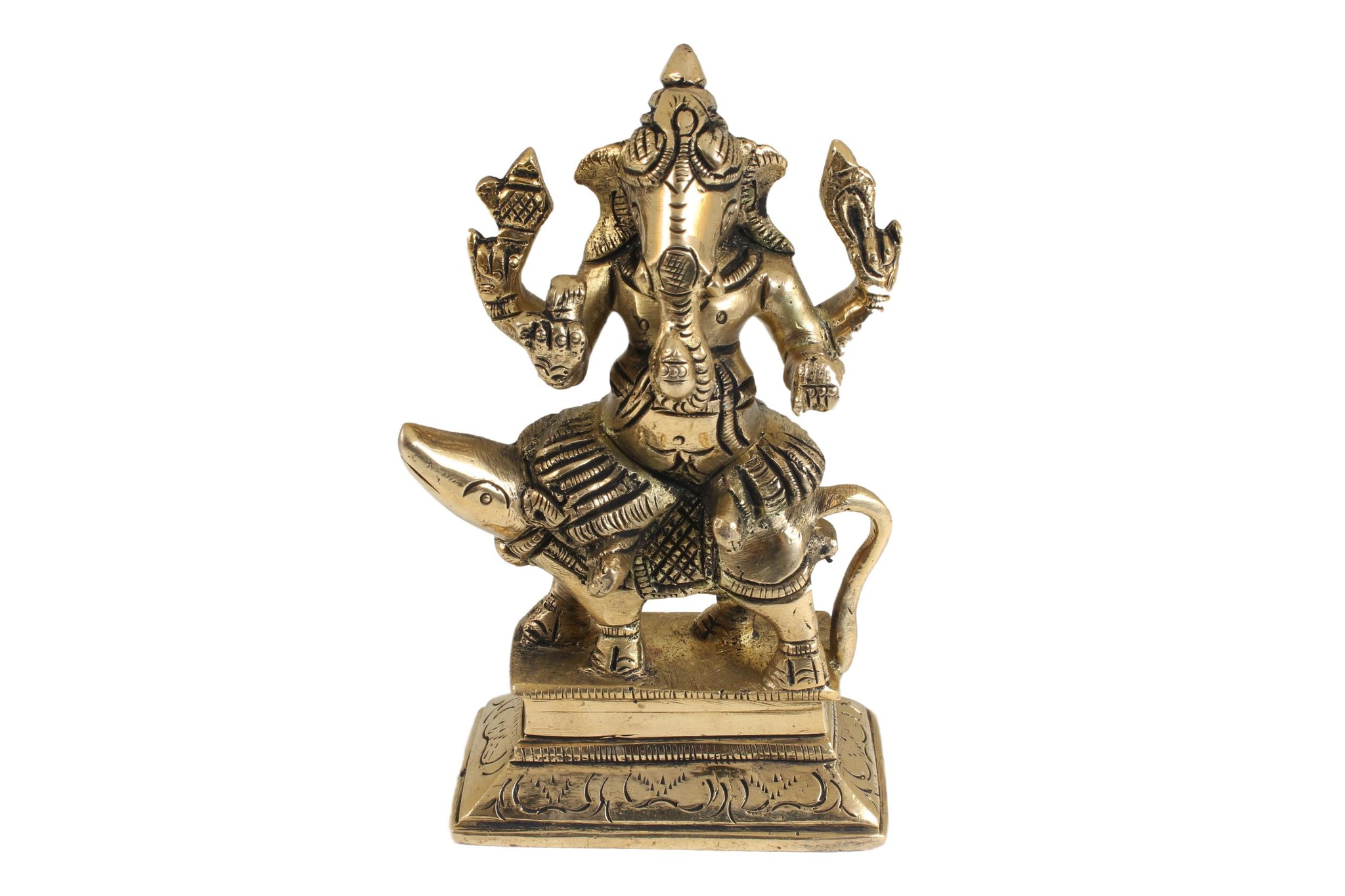 Ganesh on Mooshika Brass Antique