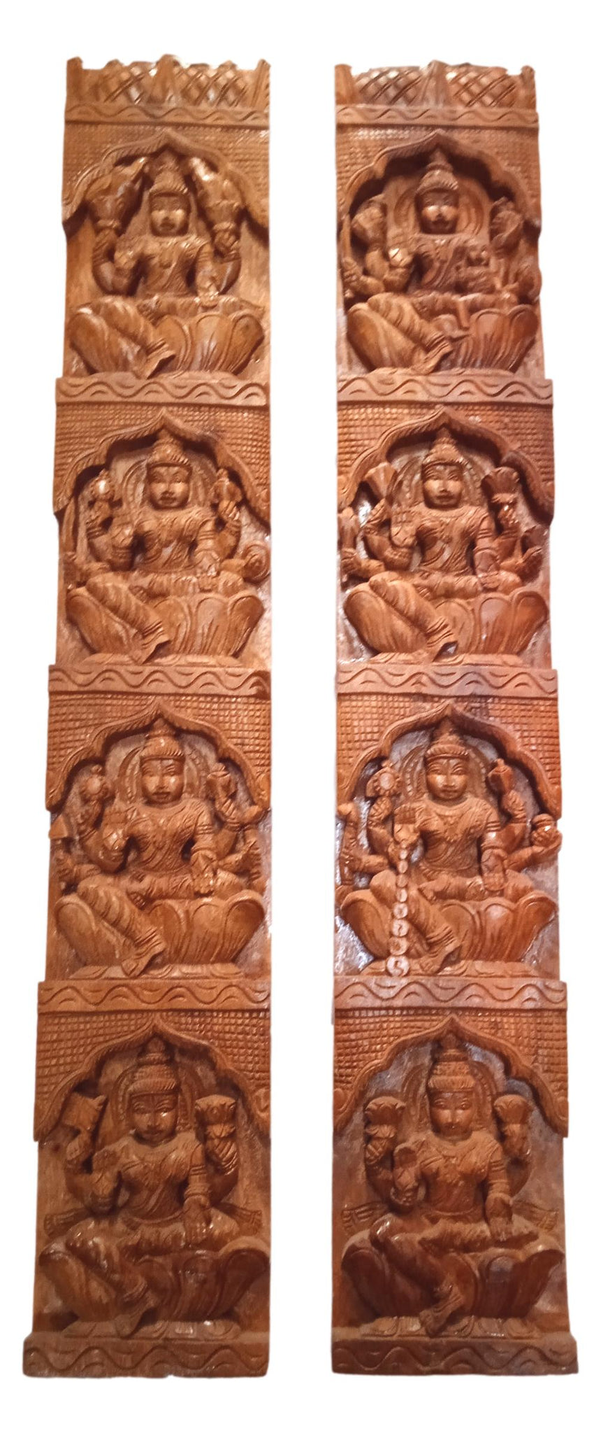 Wooden Ashtalakshmi Wall Hanging Vertical
