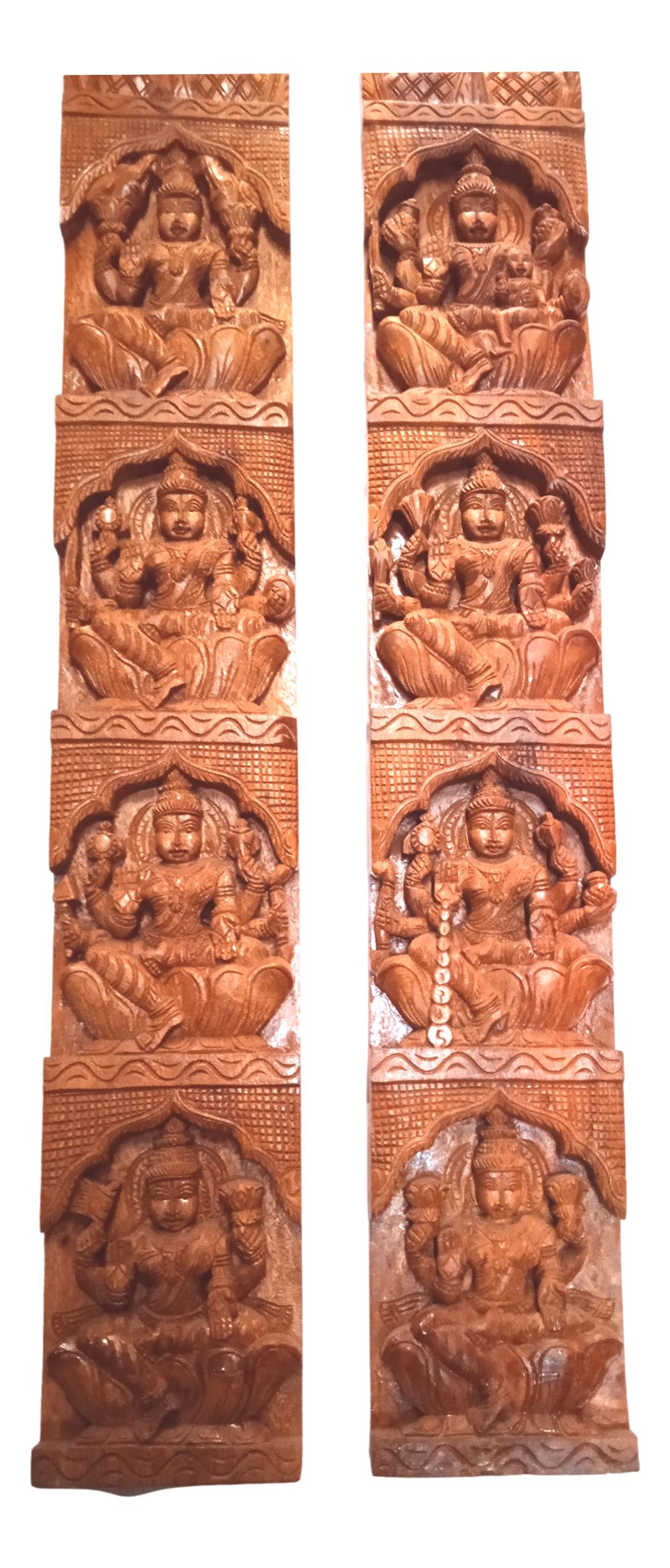 Wooden Ashtalakshmi Wall Hanging Vertical