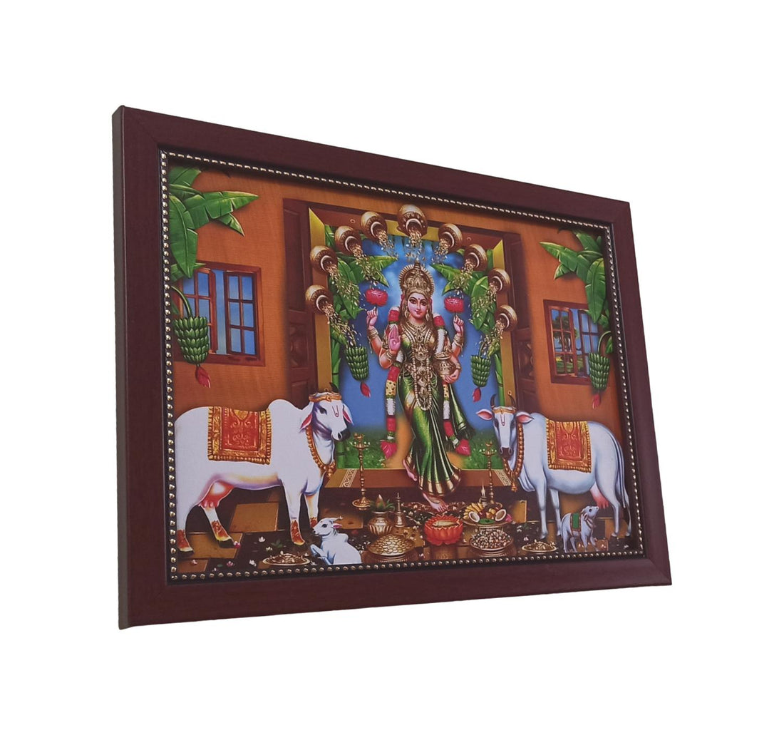 Goddess Gruha Lakshmi Photo with cow / Laxmi Devi / Gruhalakshmi Photo Frame