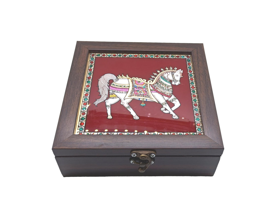 Horse Design Glass Paniting Jewel box