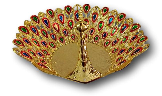 Meenakari Peacock Sevring Tray