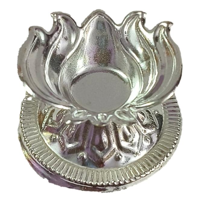 Silver Coated Lotus Kamal Diya