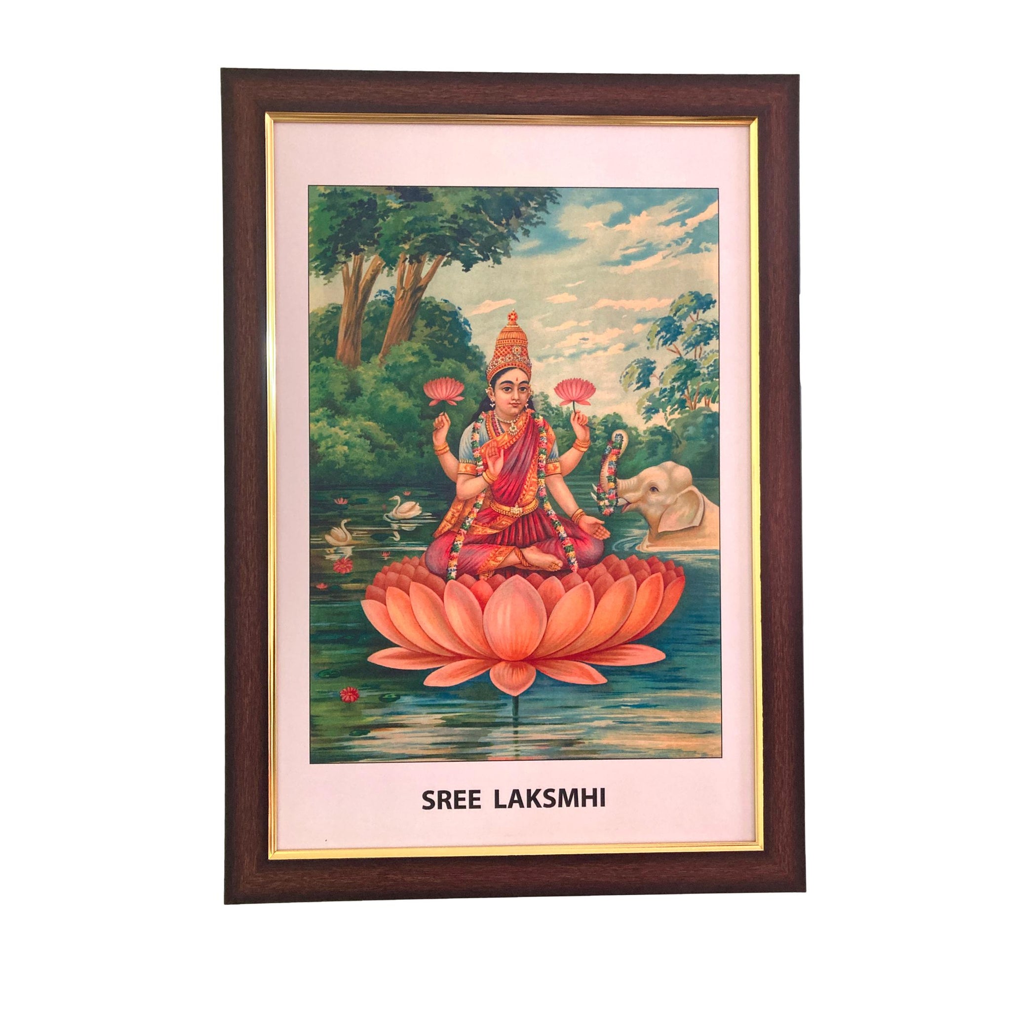 Sri Lakshmi On Lotus Antiqe Photo Frame